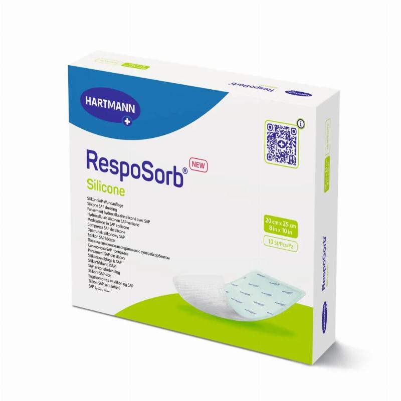 Силіконова пов'язка з суперабсорбуючим полімером RespoSorb® Silicone 20см х 25см 10шт